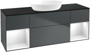 Тумба под раковину Villeroy & Boch Finion 160х50,1 см с подсветкой МДФ темно-синий матовый лак/стекло черное матовое GD02GFHG