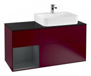 Тумба под раковину Villeroy & Boch Finion 120х50,1 см с подсветкой МДФ пион матовый лак/стекло черное матовое G142HGHB