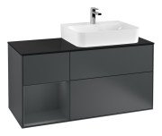 Тумба під раковину Villeroy & Boch Finion 120х50,1 см із підсвічуванням МДФ темно-синій матовий лак/скло чорне матове G142HGHG