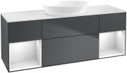Тумба під раковину Villeroy & Boch Finion 160х50,1 см із підсвічуванням МДФ темно-синій матовий лак/скло біле матове GD01MTHG