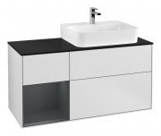 Тумба під раковину Villeroy & Boch Finion 120х50,1 см із підсвічуванням МДФ білий матовий лак/скло чорне матове G142HGMT