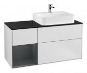 Тумба під раковину Villeroy & Boch Finion 120х50,1 см із підсвічуванням МДФ білий матовий лак/скло чорне матове G142HGMT