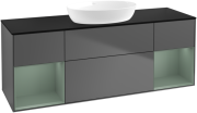 Тумба під раковину Villeroy & Boch Finion 160х50,1 см із підсвічуванням МДФ антрацит матовий лак/скло чорне матове GD02GMGK