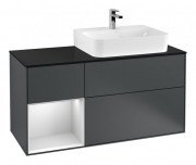 Тумба під раковину Villeroy & Boch Finion 120х50,1 см із підсвічуванням МДФ темно-синій матовий лак/скло чорне матове G142MTHG