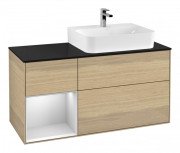 Тумба под раковину Villeroy & Boch Finion 120х50,1 см с подсветкой МДФ шпон дуба/стекло черное матовое G142MTPC