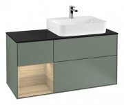 Тумба під раковину Villeroy & Boch Finion 120х50,1 см із підсвічуванням МДФ оливковий матовий лак/скло чорне матове G142PCGM