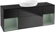 Тумба під раковину Villeroy & Boch Finion 160х50,1 см із підсвічуванням МДФ чорний матовий лак/скло чорне матове GD02GMPD