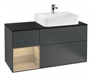 Тумба под раковину Villeroy & Boch Finion 120х50,1 см с подсветкой МДФ темно-синий матовый лак/стекло черное матовое G142PCHG