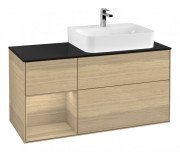 Тумба под раковину Villeroy & Boch Finion 120х50,1 см с подсветкой МДФ шпон дуба/стекло черное матовое G142PCPC