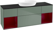 Тумба під раковину Villeroy & Boch Finion 160х50,1 см із підсвічуванням МДФ оливковий матовий лак/скло чорне матове GD02HBGM