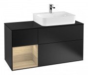 Тумба под раковину Villeroy & Boch Finion 120х50,1 см с подсветкой МДФ черный матовый лак/стекло черное матовое G142PCPD