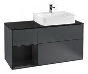 Тумба под раковину Villeroy & Boch Finion 120х50,1 см с подсветкой МДФ темно-синий матовый лак/стекло черное матовое G142PDHG