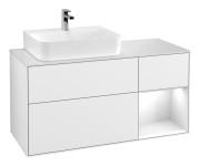 Тумба під раковину Villeroy & Boch Finion 120х50,1 см із підсвічуванням МДФ білий глянцевий лак/скло біле матове F151GFGF