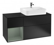 Тумба под раковину Villeroy & Boch Finion 120х50,1 см с подсветкой МДФ черный матовый лак/стекло черное матовое G142GMPD