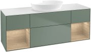 Тумба під раковину Villeroy & Boch Finion 160х50,1 см із підсвічуванням МДФ оливковий матовий лак/скло біле матове GD01PCGM
