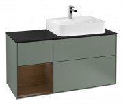 Тумба під раковину Villeroy & Boch Finion 120х50,1 см із підсвічуванням МДФ оливковий матовий лак/скло чорне матове G142GNGM