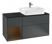 Тумба под раковину Villeroy & Boch Finion 120х50,1 см с подсветкой МДФ темно-синий матовый лак/стекло черное матовое G142GNHG