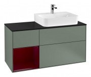 Тумба під раковину Villeroy & Boch Finion 120х50,1 см із підсвічуванням МДФ оливковий матовий лак/скло чорне матове G142HBGM