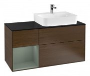 Тумба под раковину Villeroy & Boch Finion 120х50 ,1 см с подсветкой МДФ шпон грецкого ореха/стекло черное матовое G142GMGN