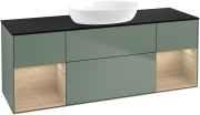 Тумба под раковину Villeroy & Boch Finion 160х50,1 см с подсветкой МДФ оливковый матовый лак/стекло черное матовое GD02PCGM