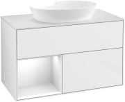Тумба под раковину Villeroy & Boch Finion 100х50,1 см с подсветкой МДФ глянцевый белый лак/стекло белое матовое GA11GFGF