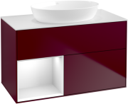 Тумба под раковину Villeroy & Boch Finion 100х50,1 см с подсветкой МДФ пион матовый лак/стекло белое матовое GA11GFHB