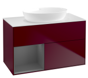 Тумба під раковину Villeroy & Boch Finion 100х50,1 см з підсвічуванням МДФ півонія матовий лак/скло біле матове GA11GKHB