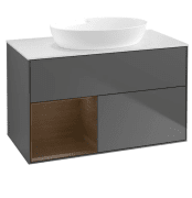 Тумба под раковину Villeroy & Boch Finion 100х50,1 см с подсветкой МДФ антрацит матовый лак/стекло белое матовое GA11GNGK