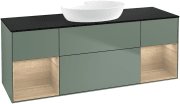 Тумба под раковину Villeroy & Boch Finion 160х50,1 см с подсветкой МДФ оливковый матовый лак/стекло черное матовое GD02PCGM