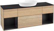 Тумба под раковину Villeroy & Boch Finion 160х50,1 см с подсветкой МДФ шпон дуба/стекло черное матовое GD02PDPC