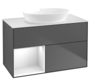 Тумба під раковину Villeroy & Boch Finion 100х50,1 см з підсвічуванням антрацит матовий лак/скло біле матове GA11GFGK