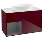 Тумба под раковину Villeroy & Boch Finion 100х50,1 см с подсветкой МДФ пион матовый лак/стекло белое матовое GA11GKHB