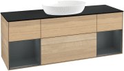 Тумба под раковину Villeroy & Boch Finion 160х50,1 см с подсветкой МДФ шпон дуба/стекло черное матовое GD02HGPC