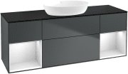 Тумба под раковину Villeroy & Boch Finion 160х50,1 см с подсветкой МДФ темно-синий матовый лак/стекло черное матовое GD02MTHG
