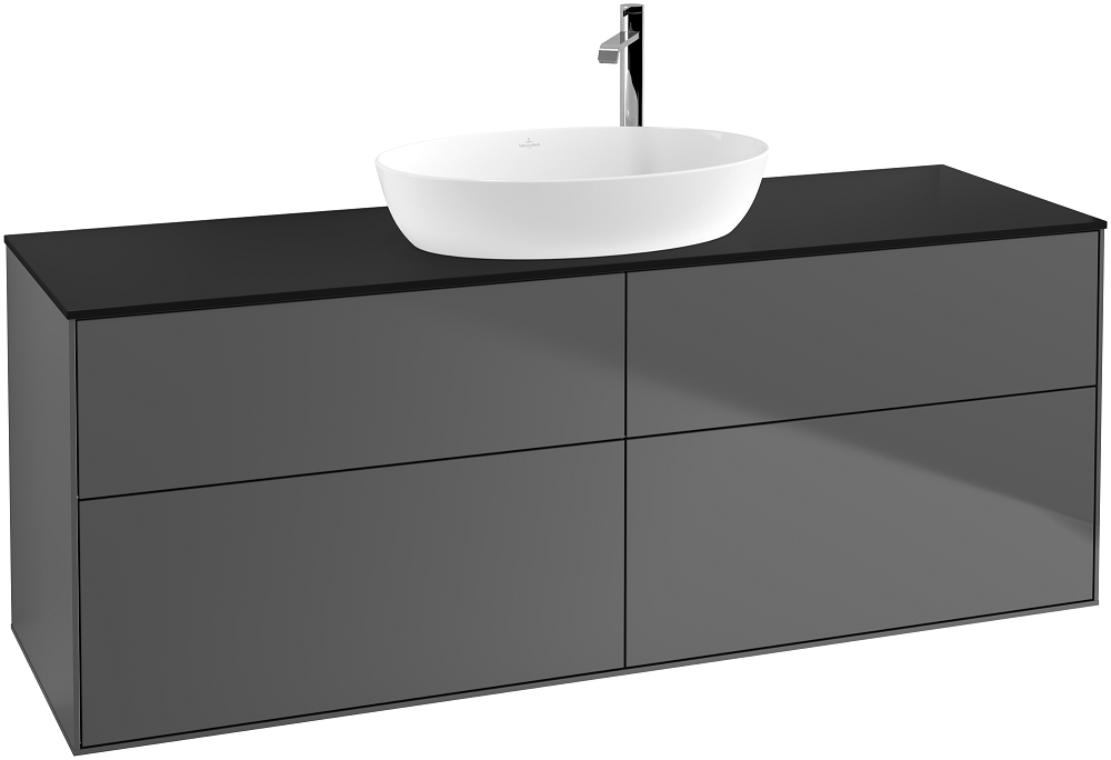 Тумба под раковину Villeroy & Boch Finion 160х50,1 см с подсветкой МДФ антрацит матовый лак/стекло черное матовое G97200GK