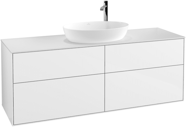 Тумба під раковину Villeroy & Boch Finion 160х50,1 см з підсвіткою МДФ білий глянцевий лак/скло біле матове G97100GF