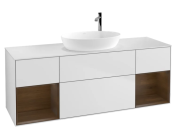 Тумба под раковину Villeroy & Boch Finion 160х50,1 см с подсветкой МДФ белый матовый лак/стекло белое матовое F981GNMT