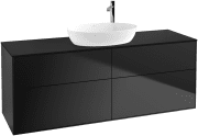 Тумба під раковину Villeroy & Boch Finion 160х50,1 см з підсвічуванням МДФ чорний матовий лак/скло чорне матове G97200PD