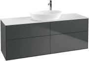 Тумба под раковину Villeroy & Boch Finion 160х50,1 см с подсветкой МДФ темно-синий матовый лак/стекло белое матовое G97100HG