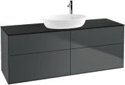 Тумба под раковину Villeroy & Boch Finion 160х50,1 см МДФ темно-синий матовый лак/стекло черное матовое F97200HG