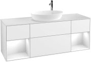 Тумба под раковину Villeroy & Boch Finion 160х50,1 см с подсветкой МДФ глянцевый белый лак/стекло белое матовое F981GFGF