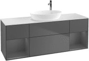 Тумба під раковину Villeroy & Boch Finion 160х50,1 см із підсвічуванням МДФ антрацит матовий лак/скло біле матове F981GKGK