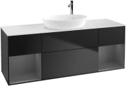 Тумба під раковину Villeroy & Boch Finion 160х50,1 см із підсвічуванням МДФ чорний матовий лак/скло біле матове F981GKPD