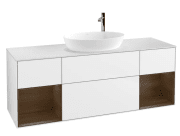 Тумба под раковину Villeroy & Boch Finion 160х50,1 см с подсветкой МДФ глянцевый белый лак/стекло белое матовое F981GNGF