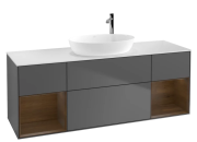 Тумба под раковину Villeroy & Boch Finion 160х50,1 см с подсветкой МДФ антрацит матовый лак/стекло белое матовое F981GNGK