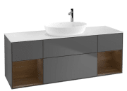 Тумба под раковину Villeroy & Boch Finion 160х50,1 см с подсветкой МДФ антрацит матовый лак/стекло белое матовое F981GNGK