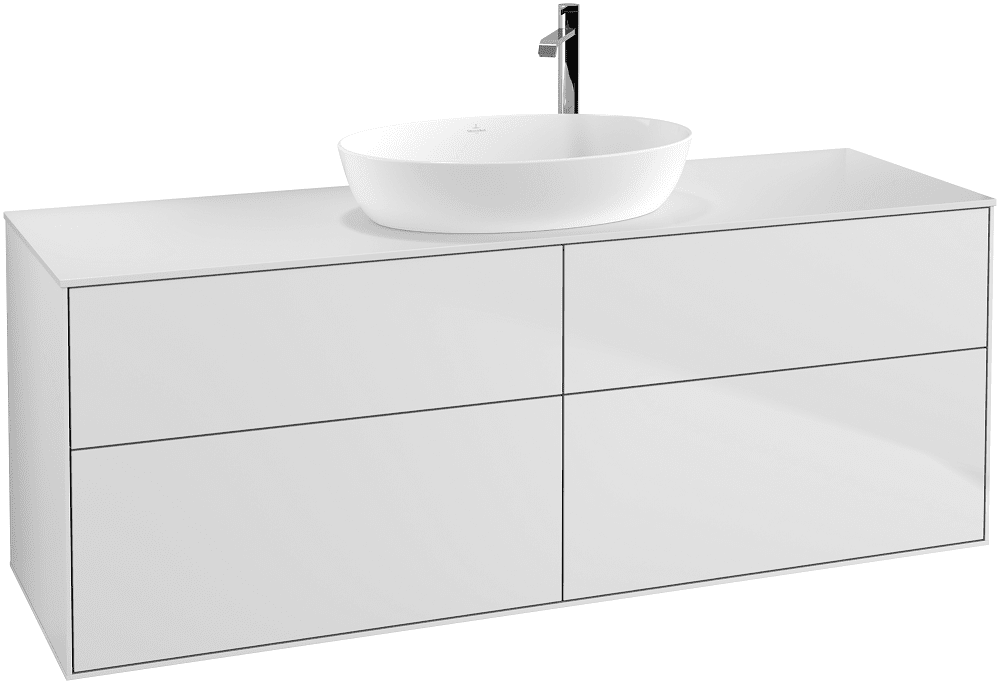 Тумба під раковину Villeroy & Boch Finion 160х50,1 см із підсвічуванням МДФ білий матовий лак/скло біле матове G97100MT
