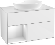 Тумба под раковину Villeroy & Boch Finion 100х50,1 см с подсветкой МДФ глянцевый белый лак/стекло белое матовое GA11MTGF