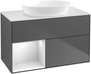 Тумба під раковину Villeroy & Boch Finion 100х50,1 см з підсвічуванням антрацит матовий лак/скло біле матове GA11MTGK