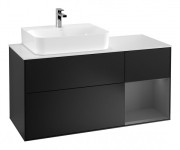 Тумба под раковину Villeroy & Boch Finion 120х50,1 см с подсветкой МДФ черный матовый лак/стекло белое матовое F151GKPD